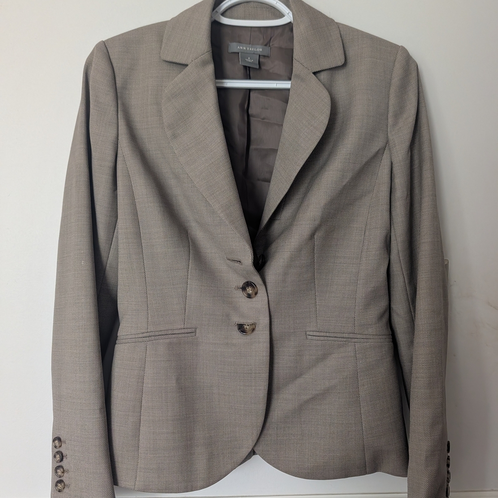 Ann Taylor Womens Taupe Blazer Jacket